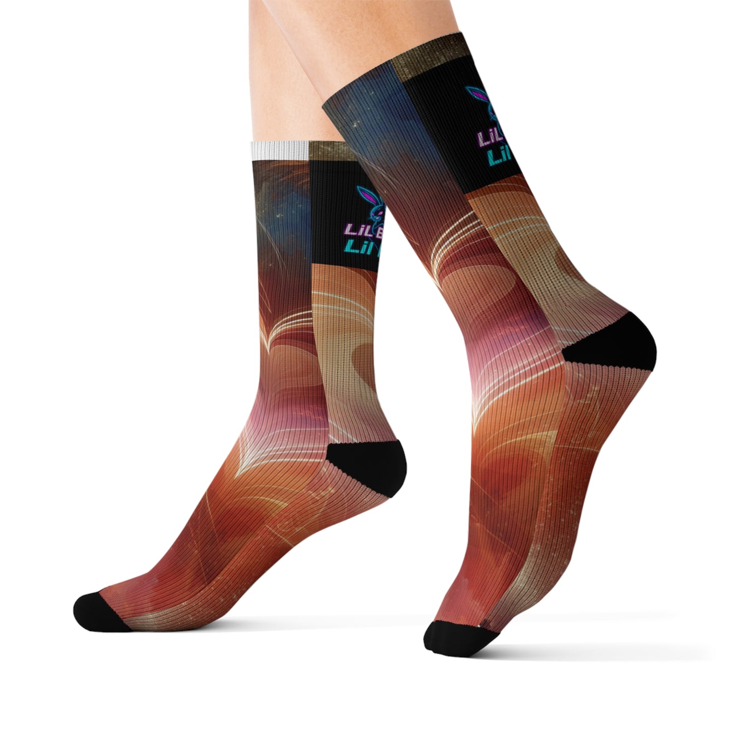 Colorful Heart Sublimation Socks - Unique Design for Casual Wear